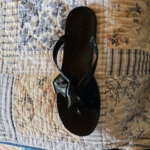 Ted baker black with gold hardware flip flops